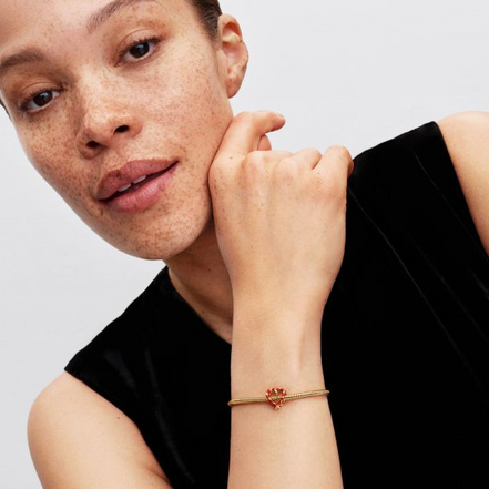 Pandora Moments 14K Gold-Plated Candy Cane Openwork Heart Charm