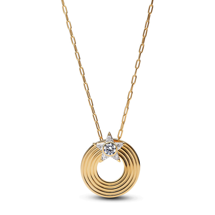 Pandora Moments 14K Gold-Plated Sparkling Shooting Star Pendant Necklace 45cm