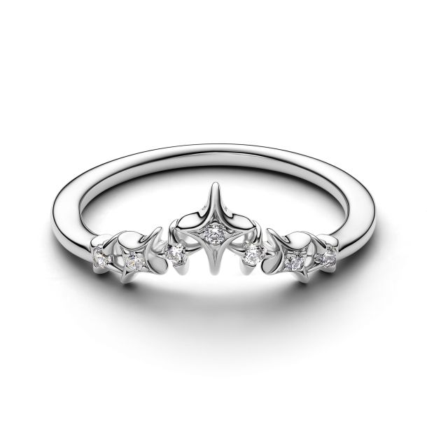 Pandora Timeless Platinum-Plated Sparkling Tiara Stars Ring Size 7