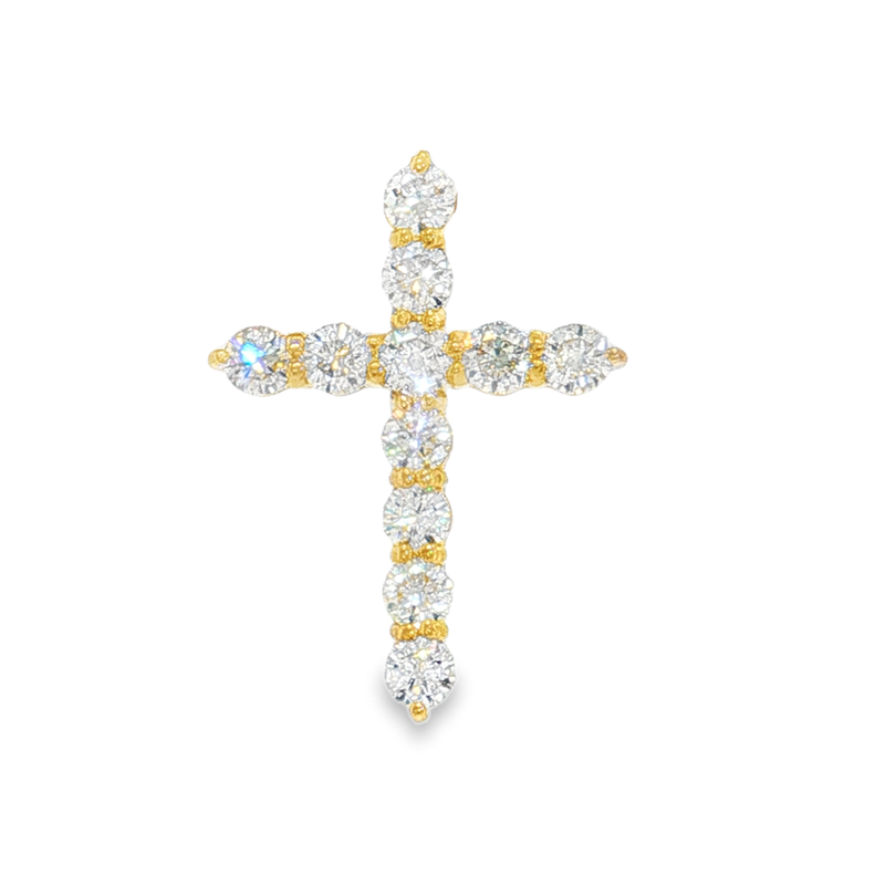 14K Yellow Gold .79 CTW Diamond Cross Pendant Necklace