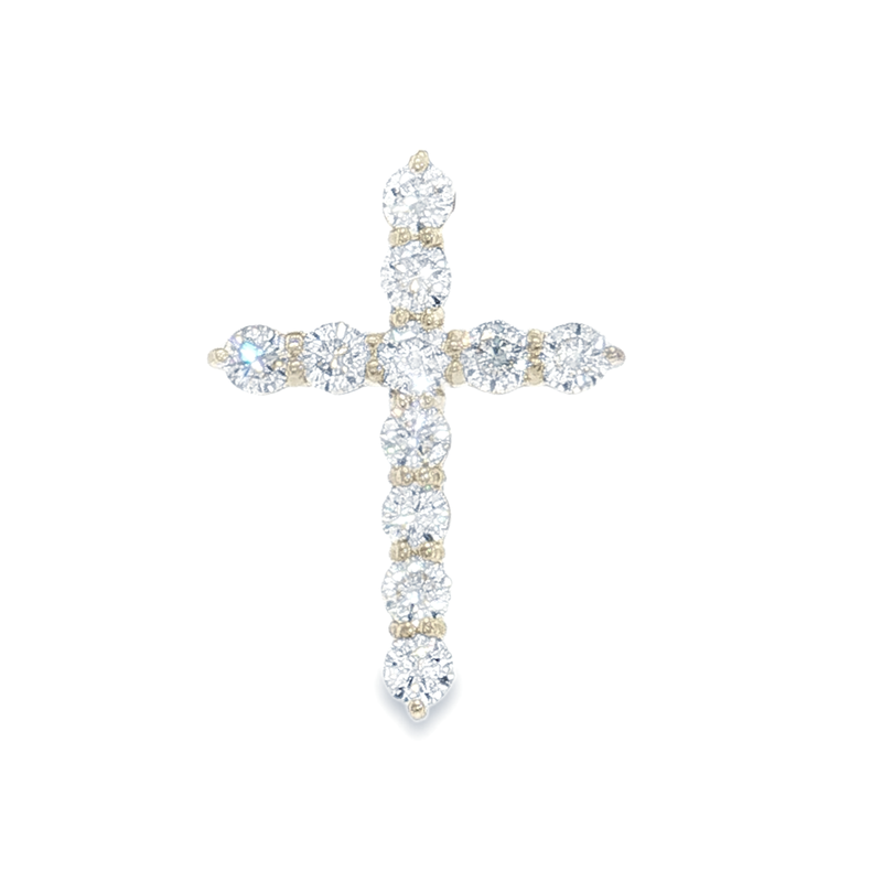 14 Karat White Gold 1.0CTW Diamond Cross Pendant Necklace