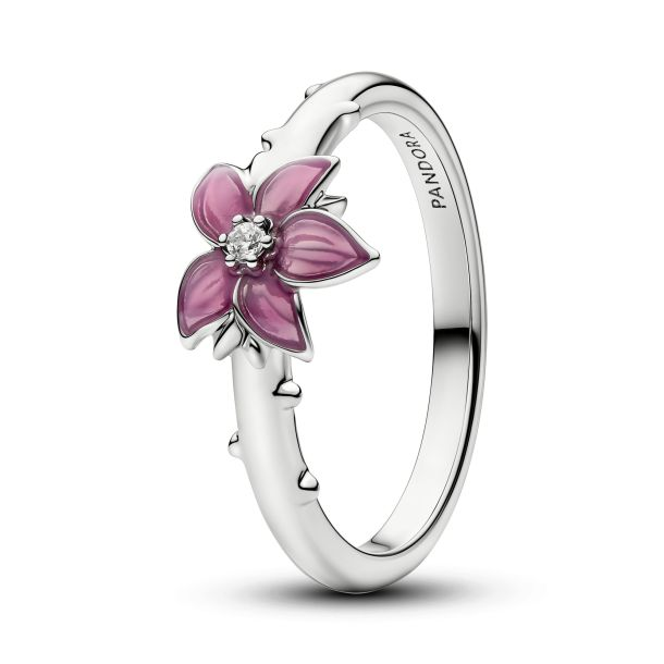 Pandora X Disney Platinum-Plated Mulan Cherry Blosson Ring Size 6