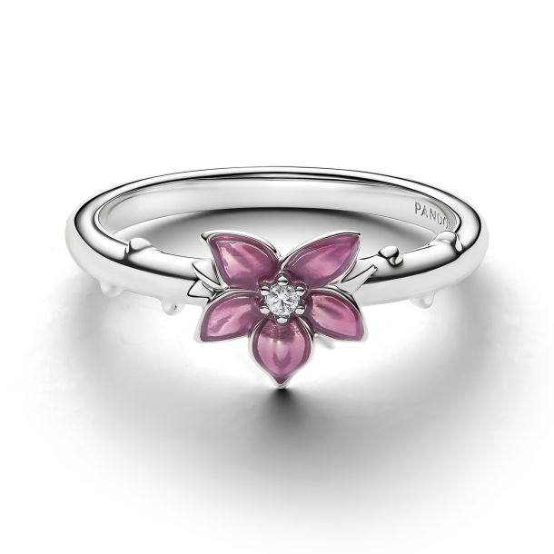 Pandora X Disney Platinum-Plated Mulan Cherry Blossom Ring Size 7