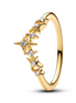 Pandora Timeless 14K Gold-Plated Sparkling Tiara Stars Ring Size 7.5