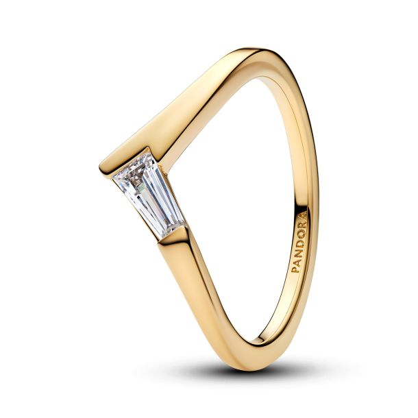 Pandora Timeless 14K Gold-Plated Tiara Baguette Ring Size 6