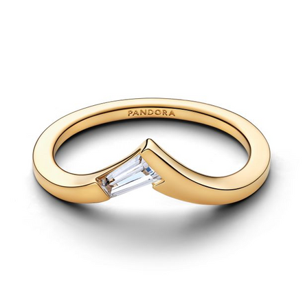Pandora Timeless 14K Gold-Plated Tiara Baguette Ring Size 7