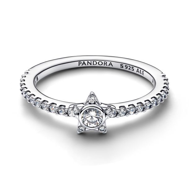 Pandora Timeless Sparkling Stella Pave' Star Ring Size 6