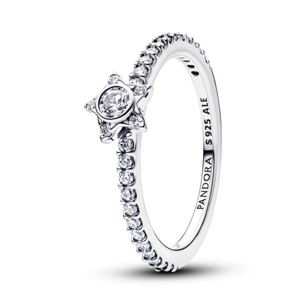 Pandora Timeless Sparkling Stella Pave' Star Ring Size 7