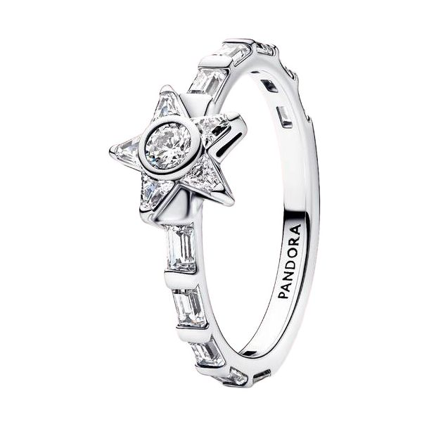 Pandora Timeless Sparkling Stella Baguette Ring Size 6