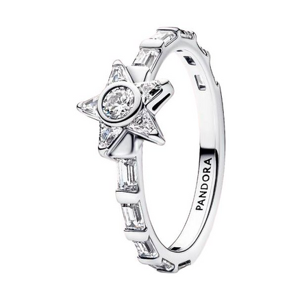 Pandora Timeless Sparkling Stella Baguette Ring Size 7