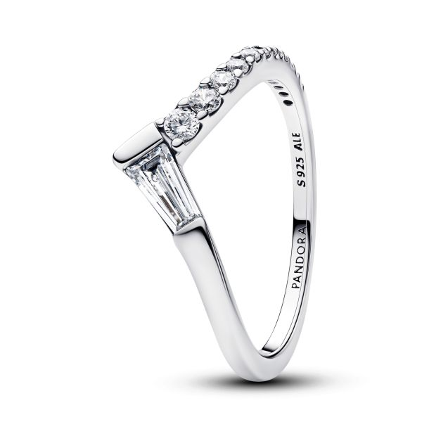 Pandora Timeless Tiara Baguette Pave' Band Ring Size 7