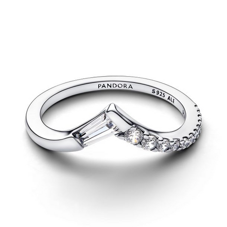 Pandora Timeless Tiara Baguette Pave' Band Ring Size 7