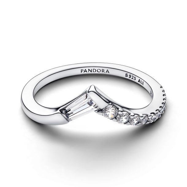 Pandora Timeless Tiara Baguette Pave' Band Ring Size 8.5