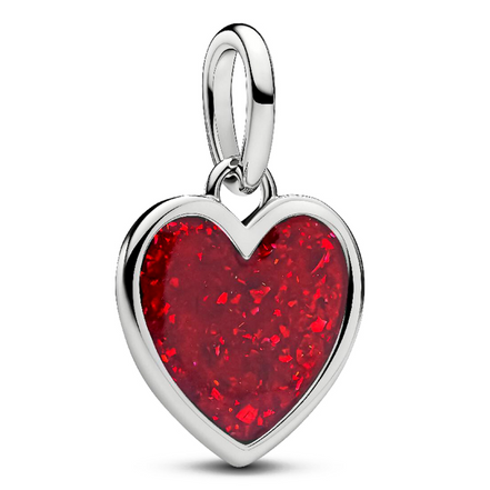 Pandora Moments Platinum-Plated Engravable Red Heart Dangle Charm