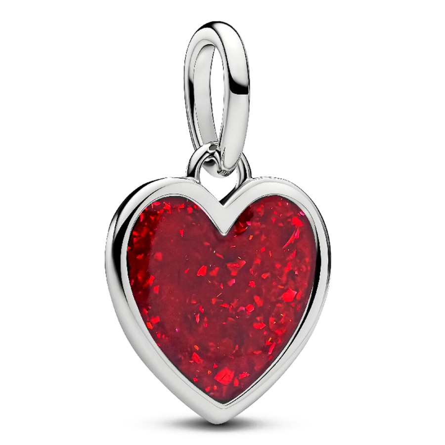 Pandora Moments Platinum-Plated Engravable Red Heart Dangle Charm