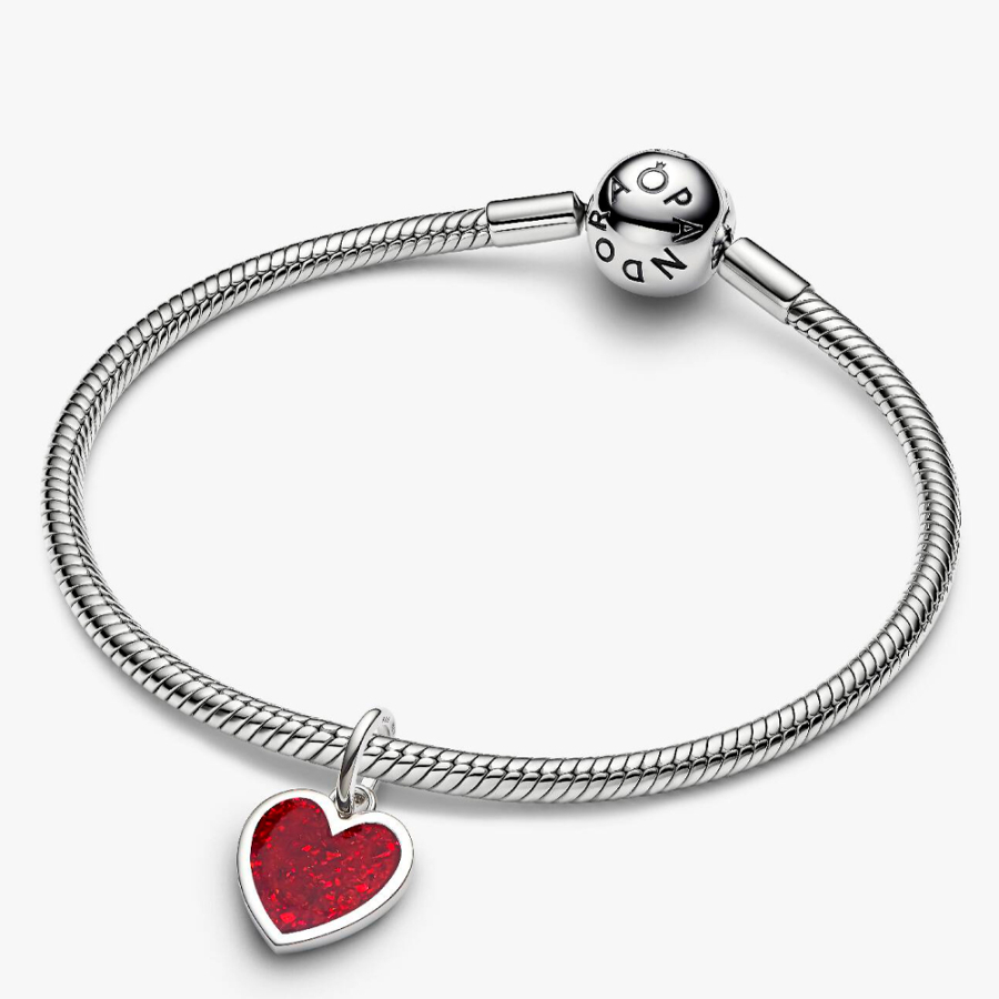 Pandora Moments Platinum-Plated Engravable Red Heart Dangle Charm