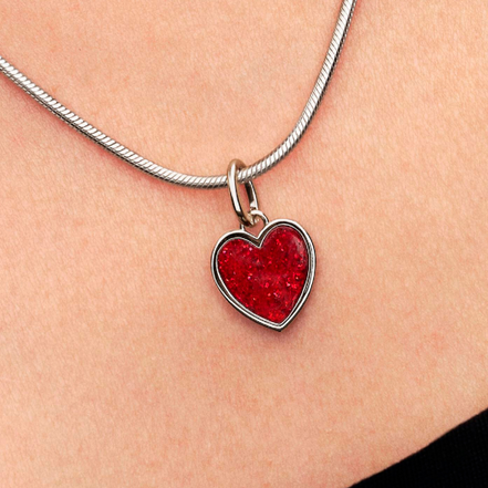 Pandora Moments Platinum-Plated Engravable Red Heart Dangle Charm