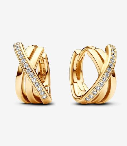 Pandora Signature Crossover Pavé Hoop Earrings