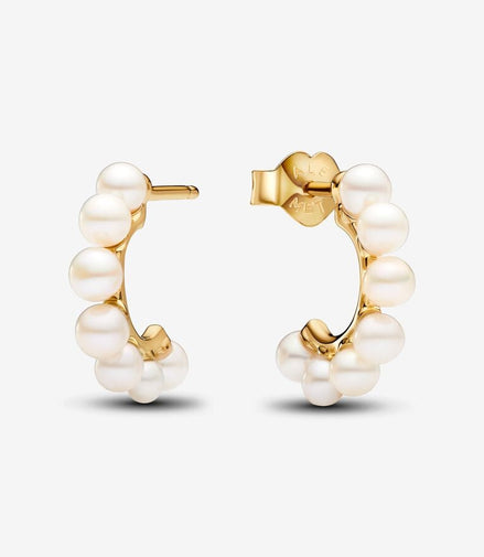 Pandora Timeless Treated Freshwater Cultured Pearls Open Hoop Earrings