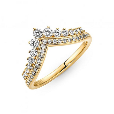 Pandora Timeless Gold Plated Wish Tiara Ring Size 7
