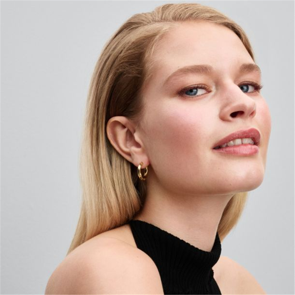 Pandora 14K Gold Twisted Hoop Earrings