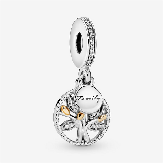 Pandora Moments 14K Gold Family Tree Silver Dangle