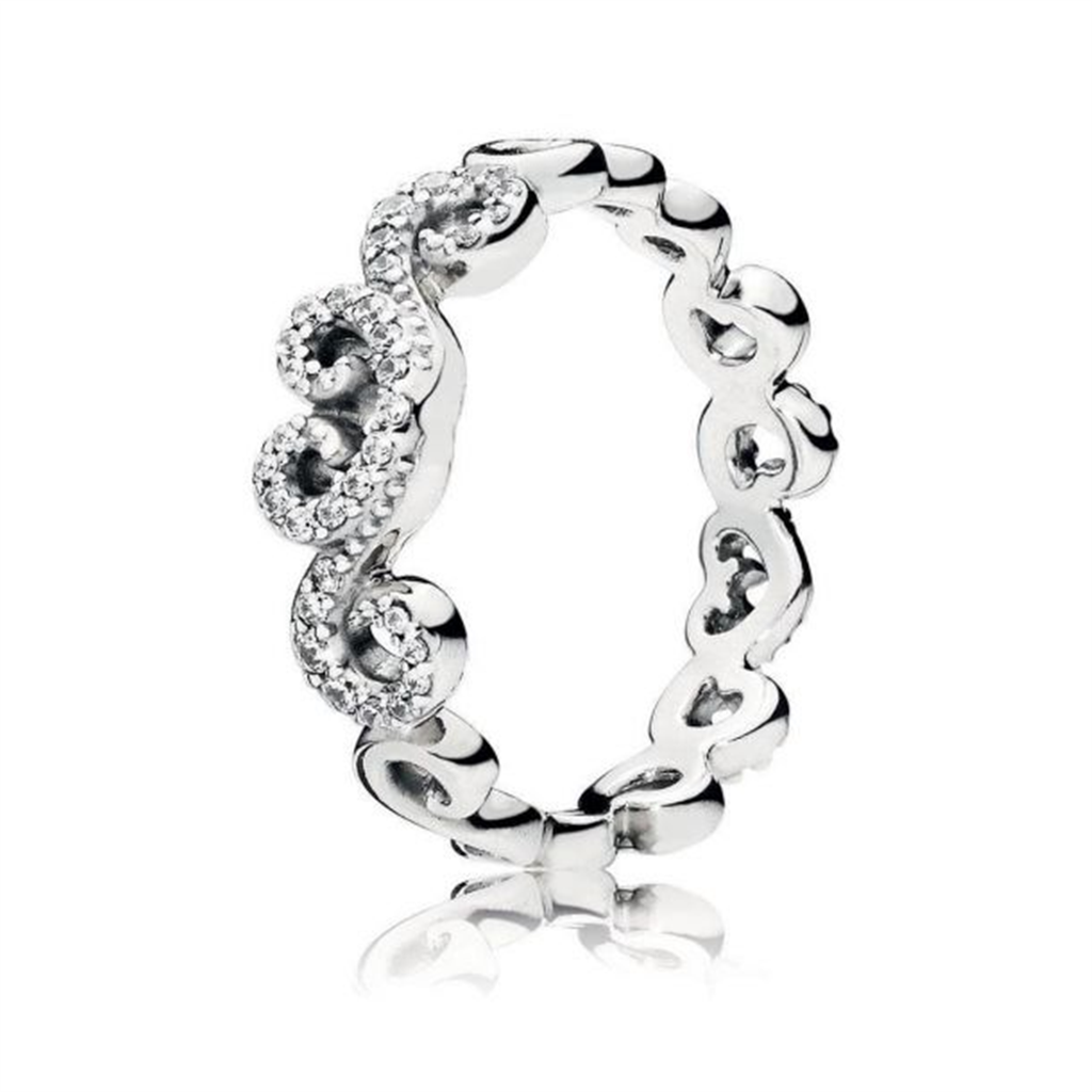 Pandora Moments Heart Swirls Ring Size 7.5