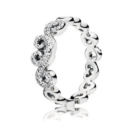 Pandora Moments Heart Swirls Ring Size 7.5