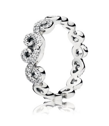 Pandora Moments Heart Swirls Ring Size 7.5