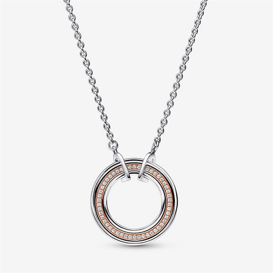 Pandora Pandora Signature Two tone Logo & Pavé Necklace