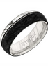Triton Damascus Steel and Forged Carbon Flat Edge Contemporary Wedding Band