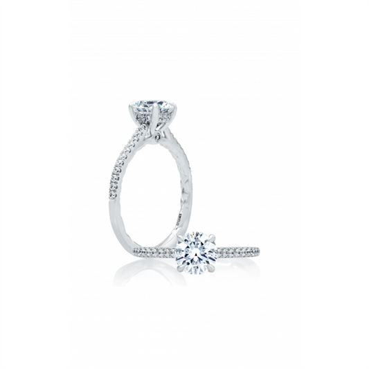 A.JAFFE 14K White Gold Four Prong Diamond Engagement Ring