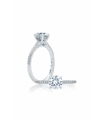 A.JAFFE 14K White Gold Four Prong Diamond Engagement Ring