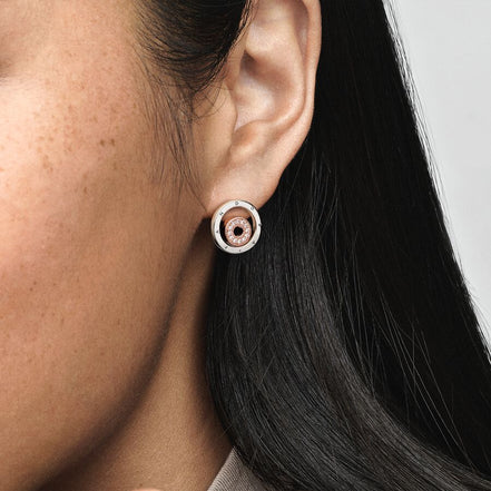 Pandora Signature Two-Tone Logo Circles Stud Earrings