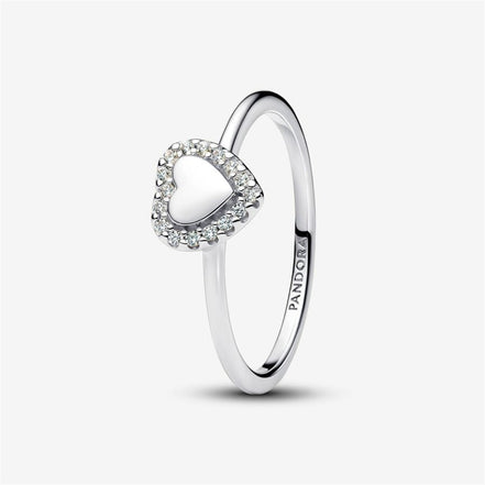 Pandora Timeless Engravable Heart Halo Ring Size 7