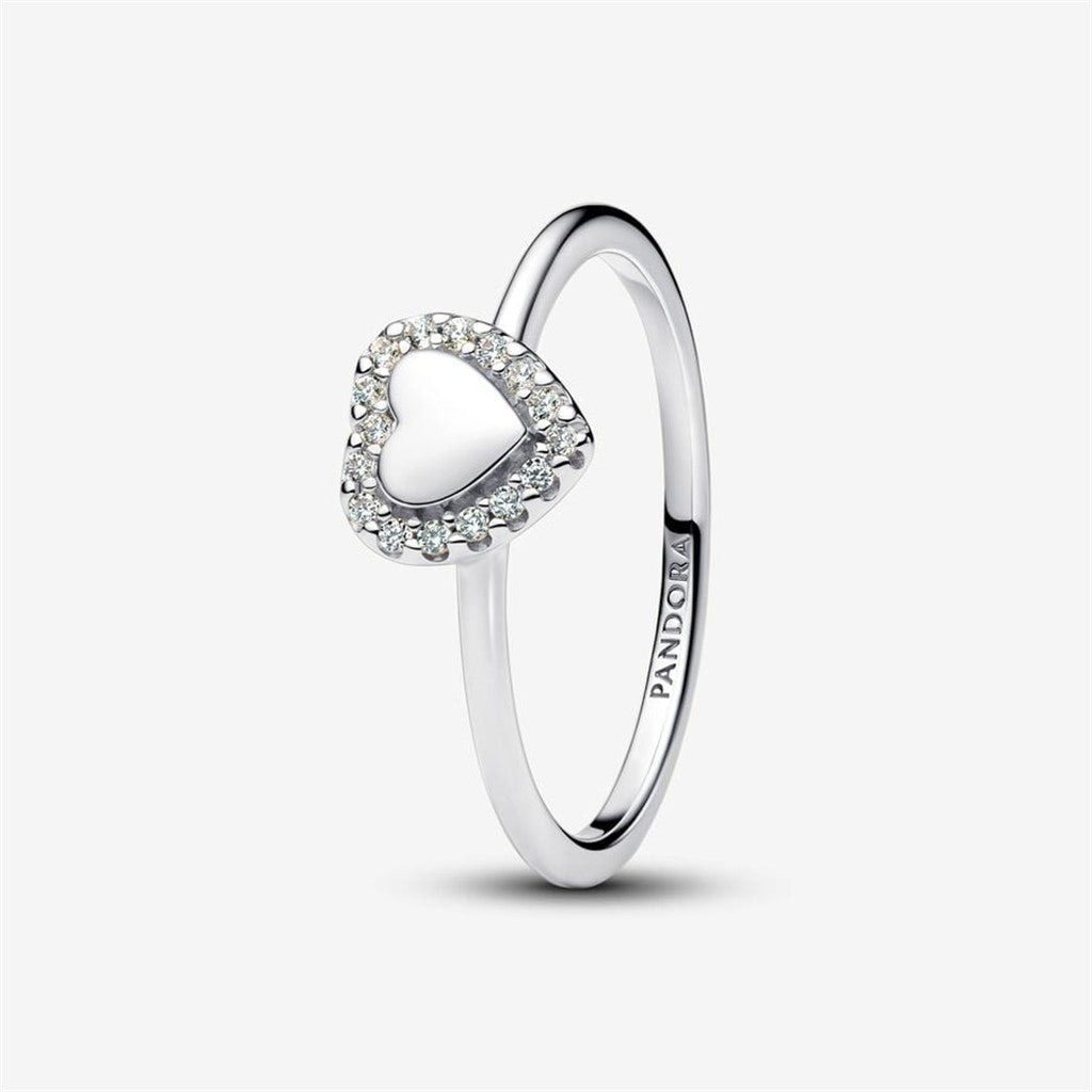 Pandora Timeless Engravable Heart Halo Ring Size 7