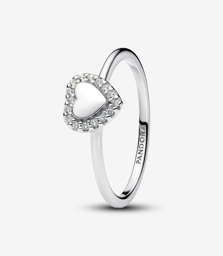 Pandora Timeless Engravable Heart Halo Ring Size 7
