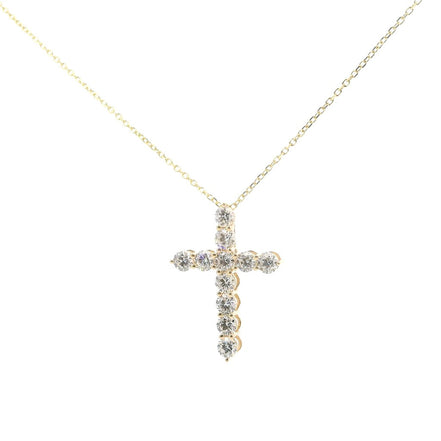 14K Yellow Gold 1 CTW Lab Grown Diamond Cross Pendant Necklace