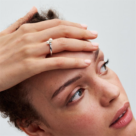 Pandora Timeless Duo Treated Freshwater Cultured Pearls Ring Size 6