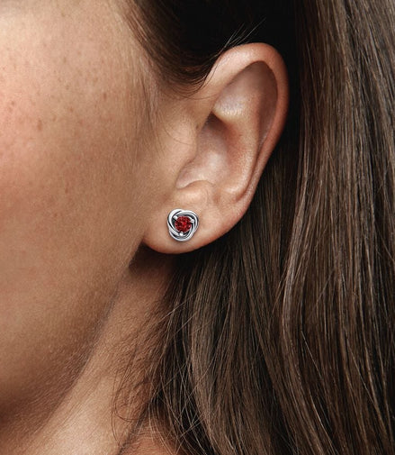 Pandora Moments July True Red Eternity Circle Stud Earrings