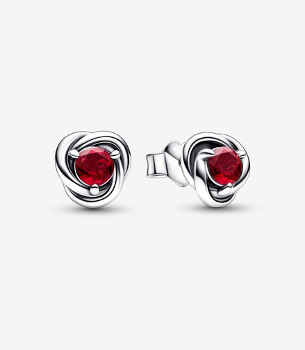 Pandora Moments July True Red Eternity Circle Stud Earrings