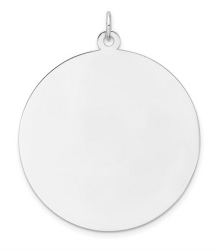 Engravable Sterling Silver  Rhodium Plated Disc