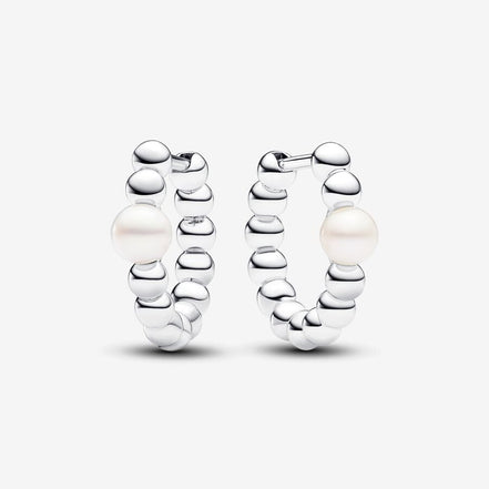 Pandora Timeless Treated Freshwater Cultured Pearl & Beads Hoop Earrings