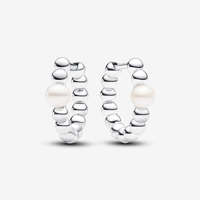 Pandora Timeless Treated Freshwater Cultured Pearl & Beads Hoop Earrings