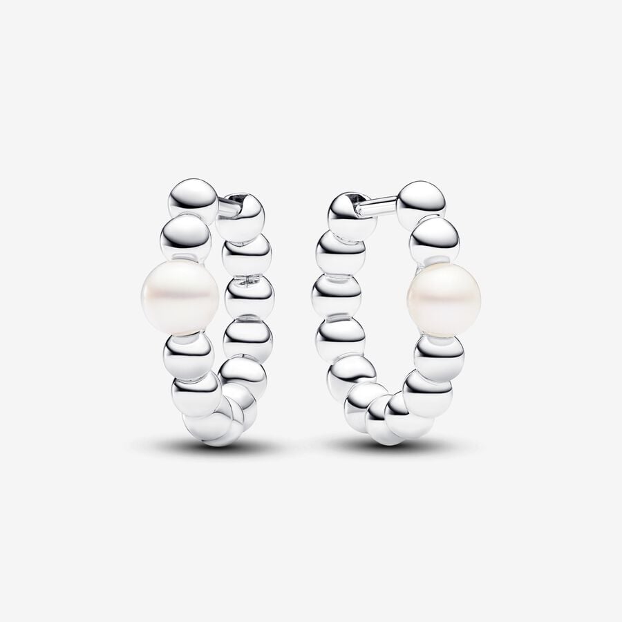 Pandora Timeless Treated Freshwater Cultured Pearl & Beads Hoop Earrings