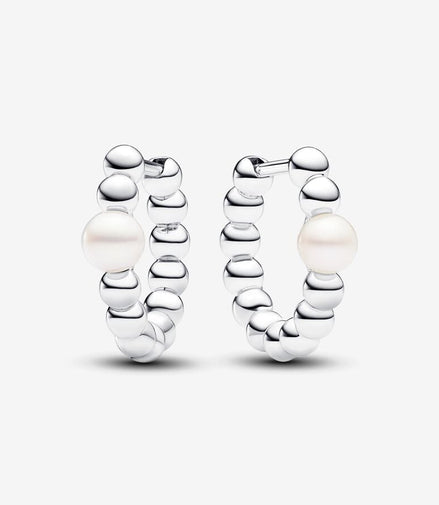 Pandora Timeless Treated Freshwater Cultured Pearl & Beads Hoop Earrings