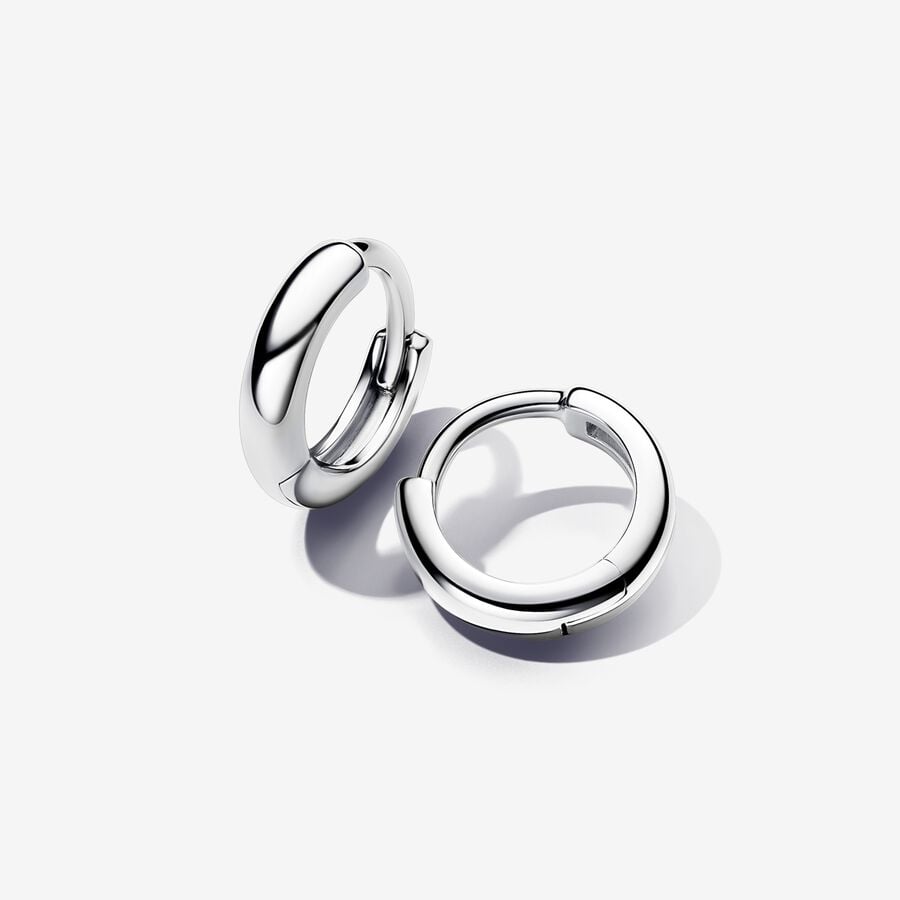 Pandora Essence Silver Round Huggie Hoop Earrings