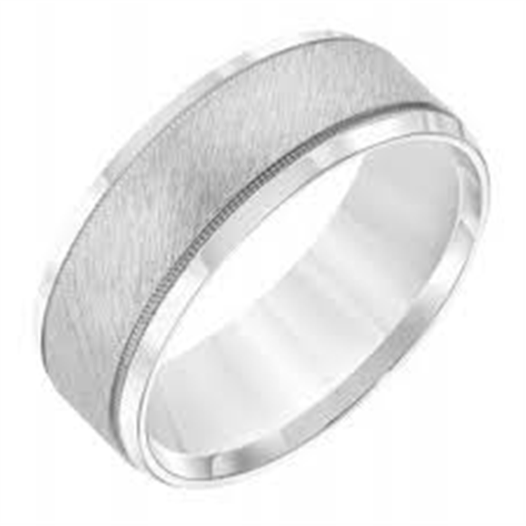 Men's 14K White Gold Satin Finish Wedding Band Size 10