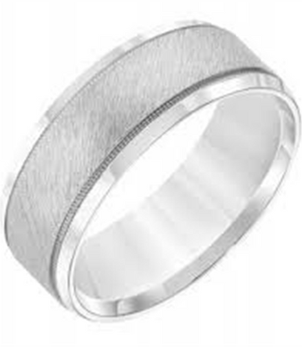 Men's 14K White Gold Satin Finish Wedding Band Size 10