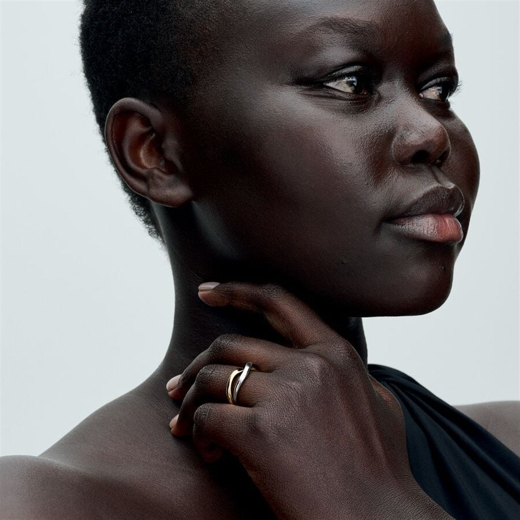 Pandora Essence Two-Tone Entwined Bands Ring Size 6